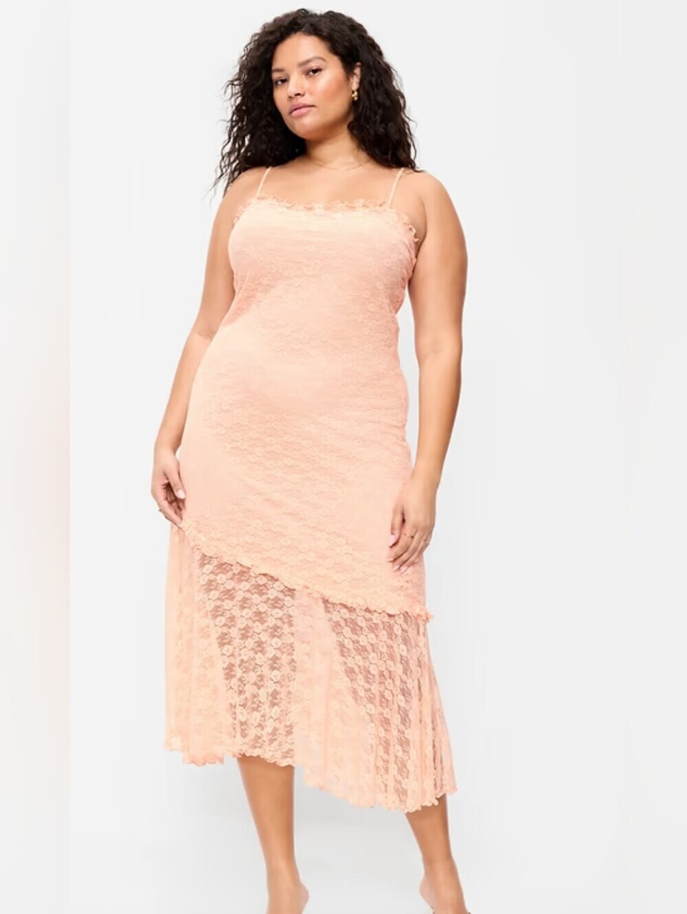 NWT Old Navy Fit & Flare Lace Midi Dress Size XL Petite Peach Gelato Fairy